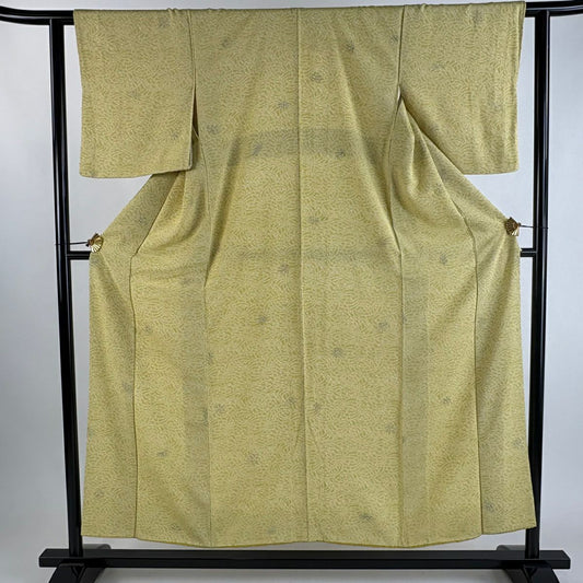 【美品】 小紋 身長154cm 袖長60.5cm S 雙層 幾何學 漸層 黃色 純蠶絲 優品級