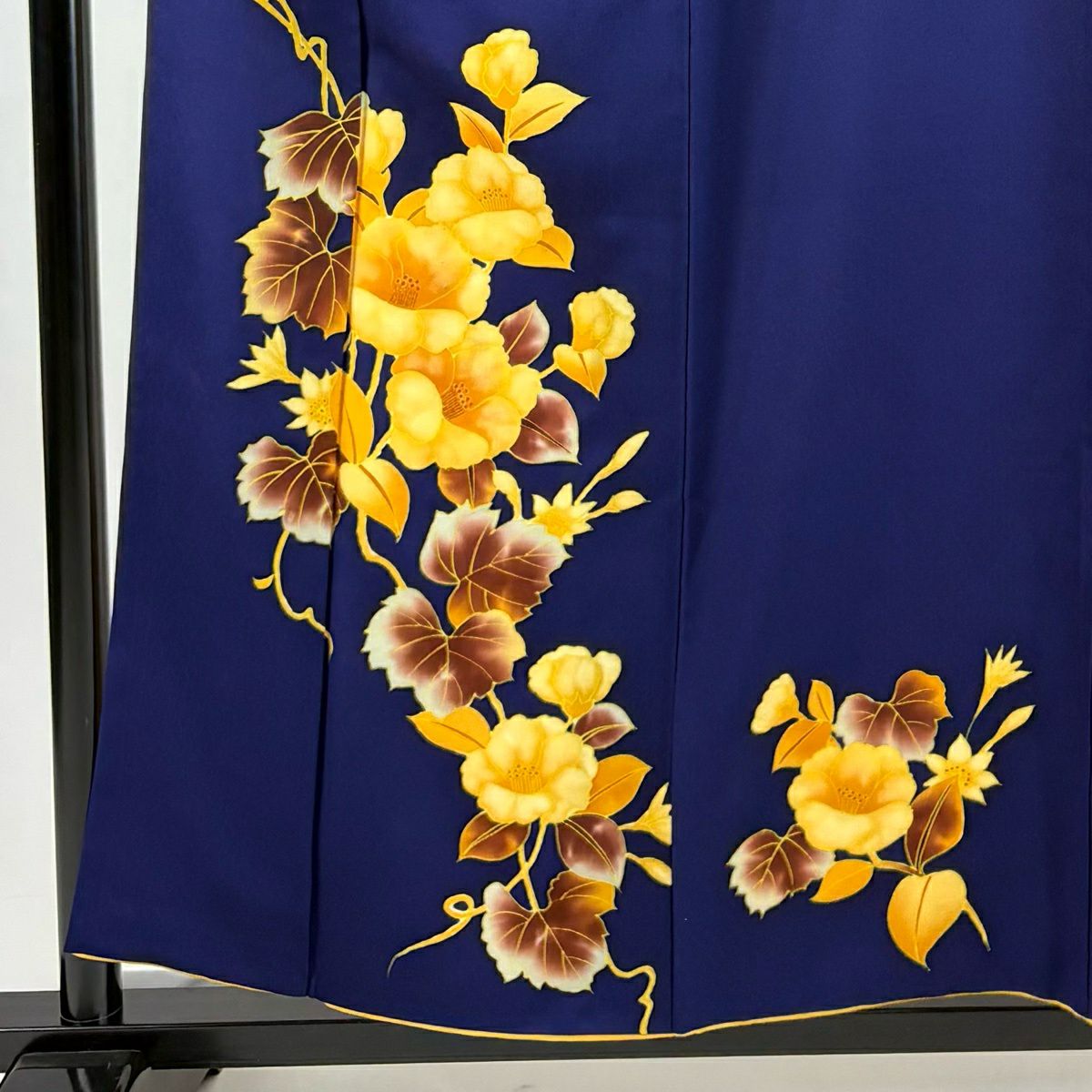 付下 身長155.5cm 袖長65cm M 雙層 草花紋紋 蔦 金糸刺繡 青紫 純蠶絲 優品級