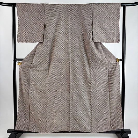 【美品】 小紋 身長159cm 袖長61cm S 雙層 總絞染 小豆 純蠶絲 優品級