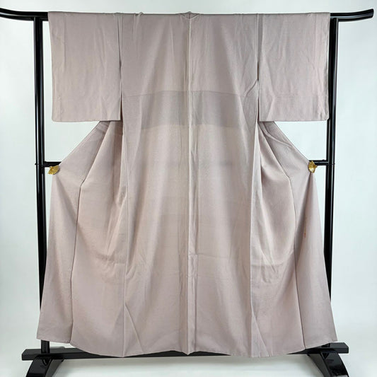 色留袖禮服 身長155.5cm 袖長62cm S 雙層 落款あり 地紋 薄小豆 純蠶絲 優品級 一つ紋