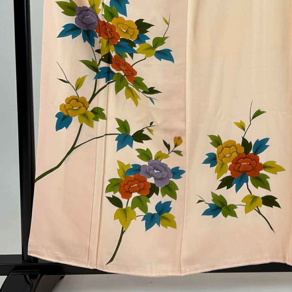 付下 身長158.5cm 袖長64cm M 雙層 枝花 鮭粉色 純蠶絲 優品級