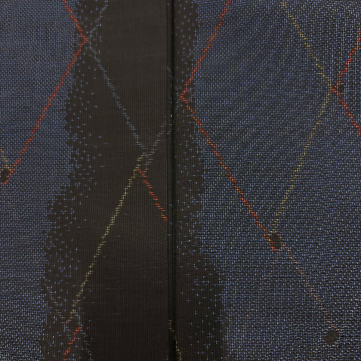 【美品】 紬織 身長151.5cm 袖長61cm S 雙層 菱 幾何學圖案 深藍 純蠶絲 優品級