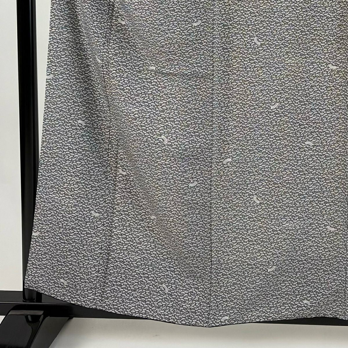 小紋 身長157.5cm 袖長63cm S 雙層 扇子 墨 深色 純蠶絲 優品級