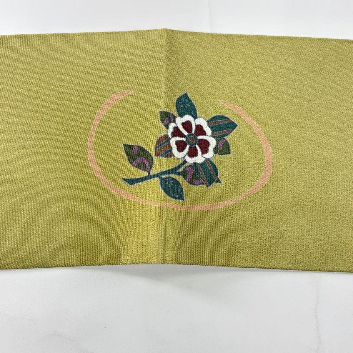 【美品】名古屋帶 秀品級 生物 草花紋紋 抹茶 純蠶絲