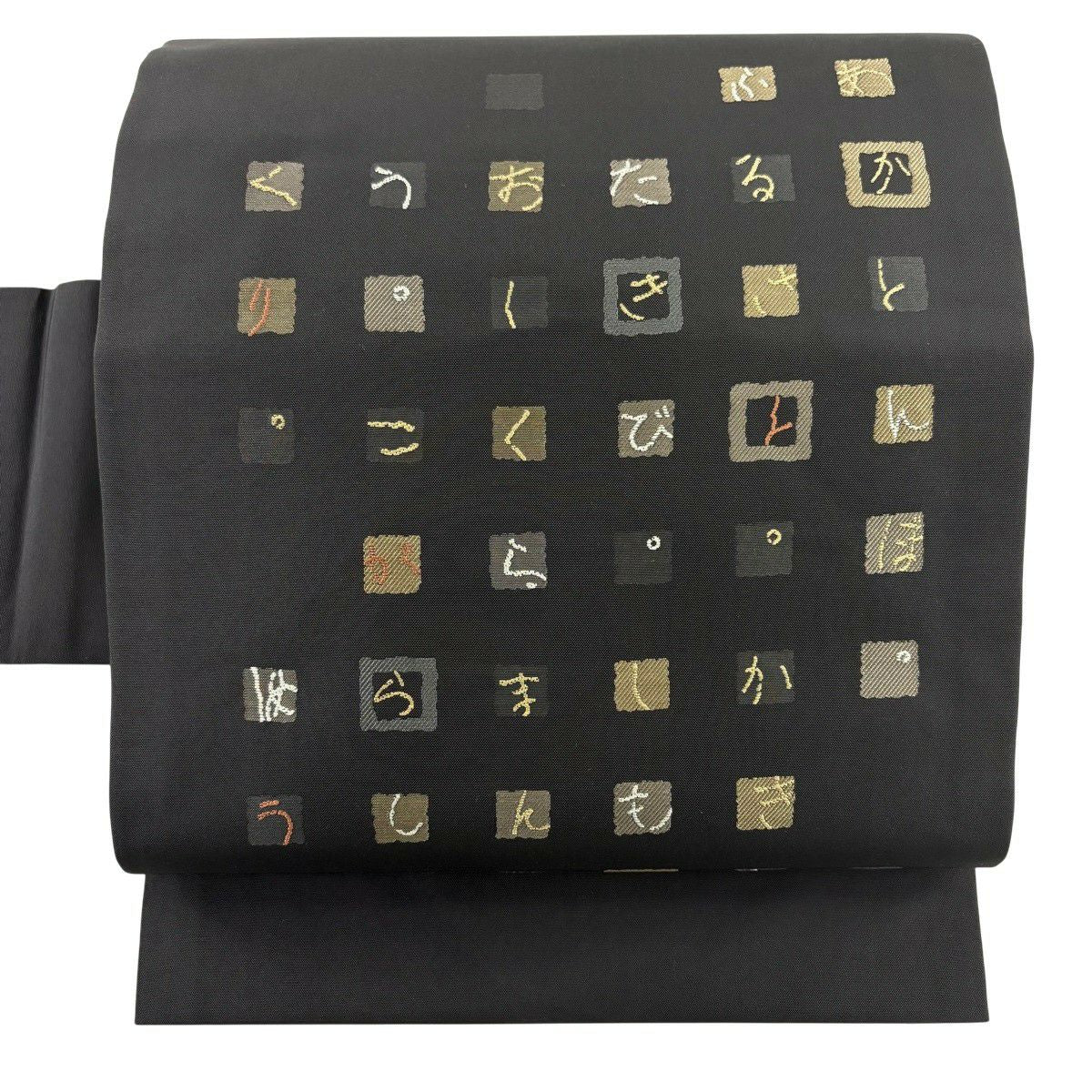 【美品】名古屋帶 秀品級 文字紋 黑 純蠶絲