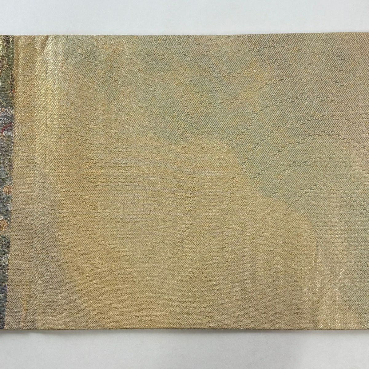 【美品】 袋帶 秀品級 金閣寺 風景 金絲 金金箔 金色 大鼓圖案 純蠶絲