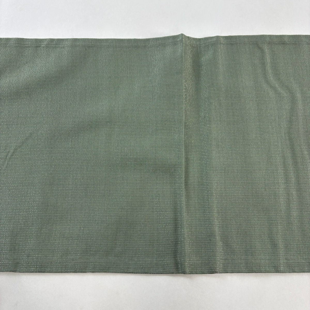 【美品】 袋帶 秀品級 縞 金絲 灰綠 お太鼓圖案 純蠶絲