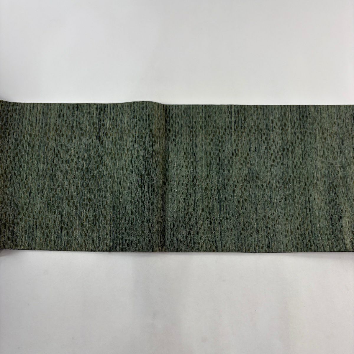 袋帶 秀品級 幾何學 金絲 綠色 大鼓圖案 純蠶絲