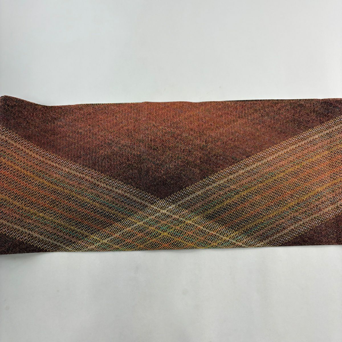 【美品】名古屋帶 秀品級 松樹葉仕立 八寸名古屋帶 斜紋 金絲 紅茶 純蠶絲