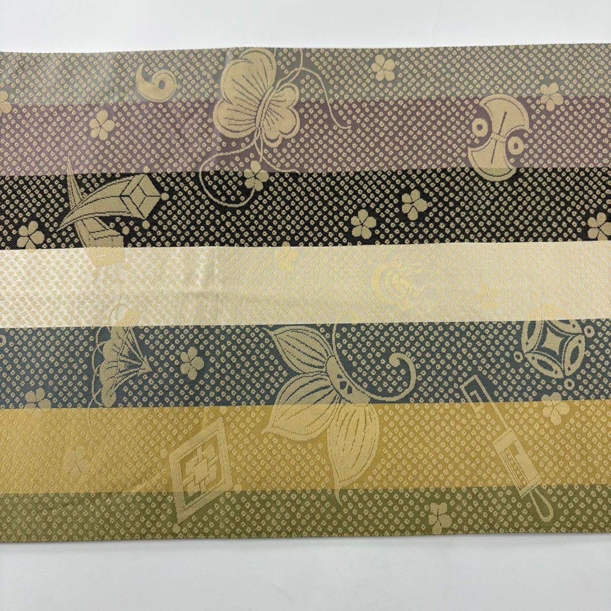 袋帶 秀品級 寶盡くし 米色 全通 純蠶絲