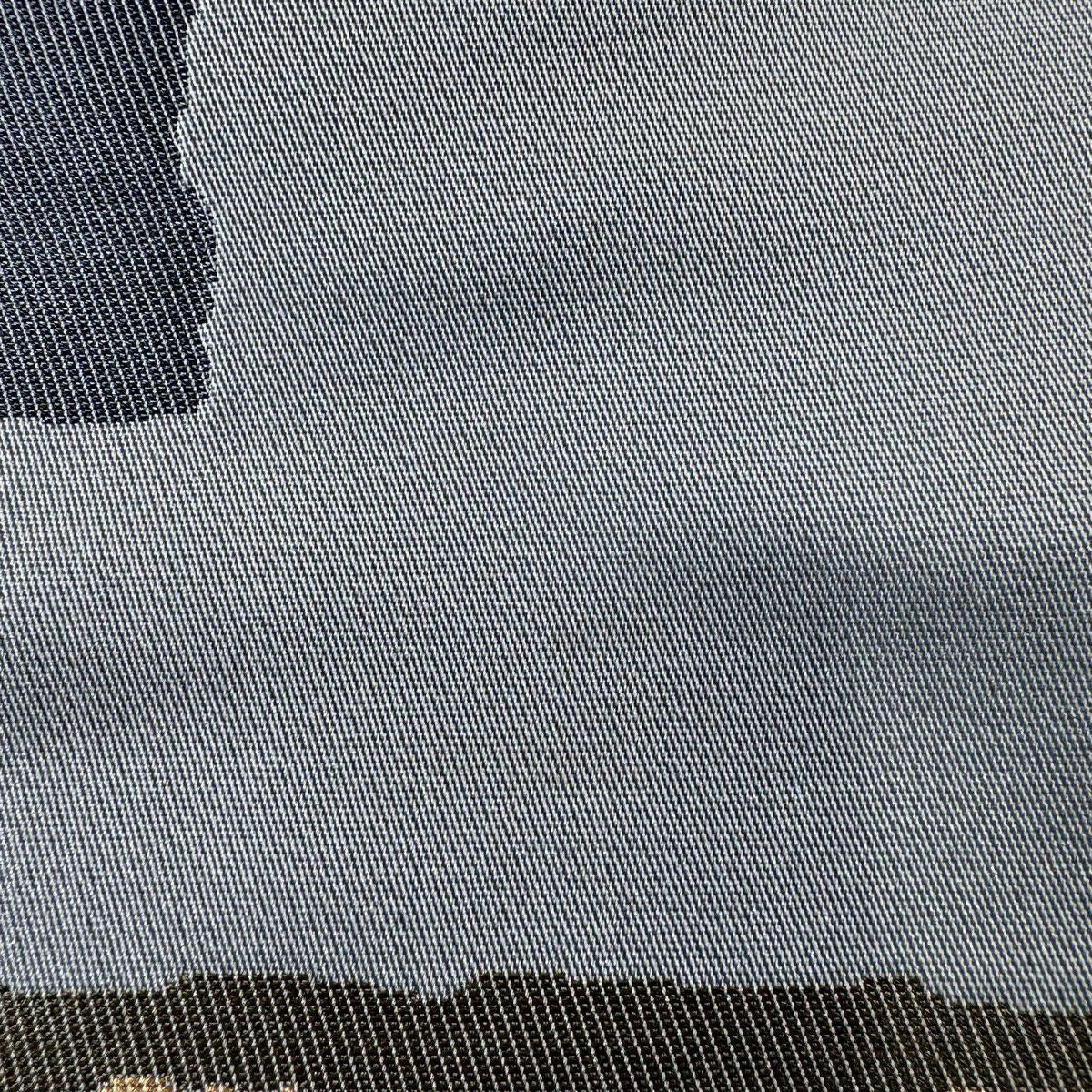 【美品】 袋帶 名古屋帶 優品級 草花紋紋 幾何學 金金箔 青灰 純蠶絲