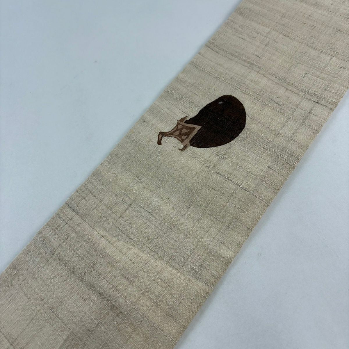 【美品】名古屋帶 優品級 紬織織 生物 米色 純蠶絲
