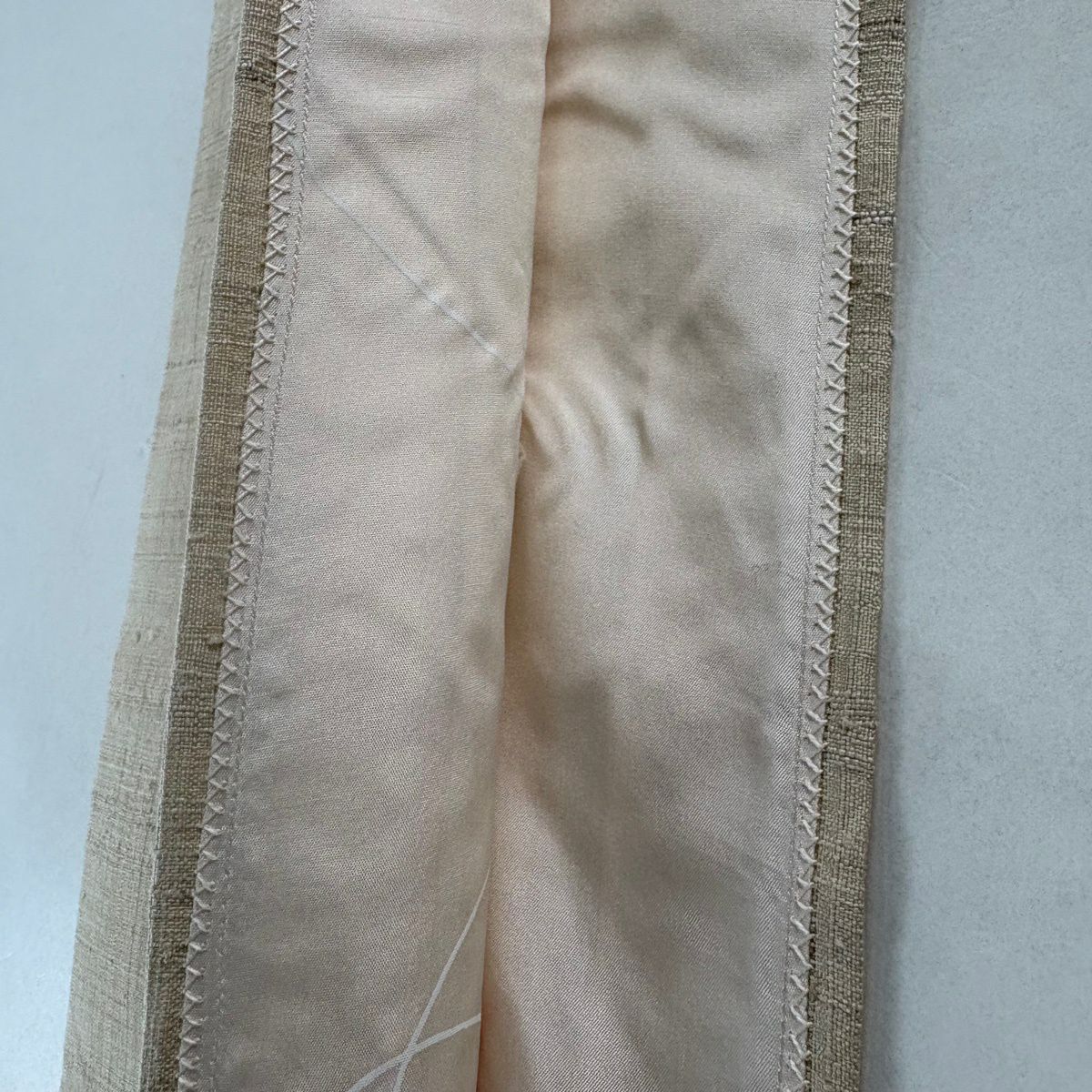 【美品】名古屋帶 優品級 紬織織 生物 米色 純蠶絲