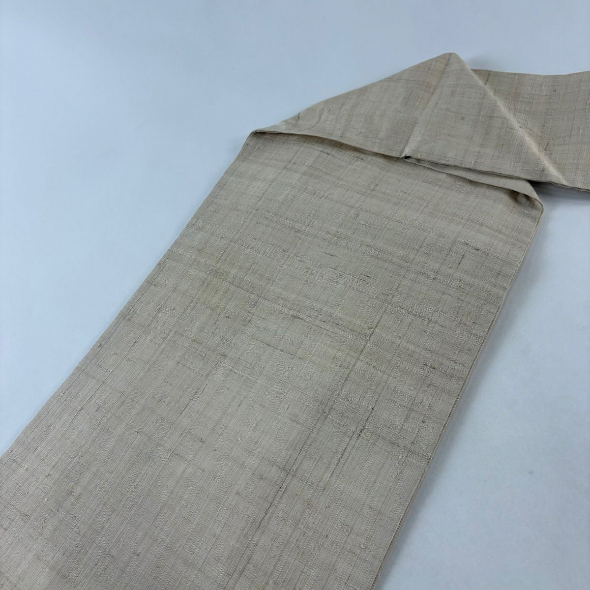 【美品】名古屋帶 優品級 紬織織 生物 米色 純蠶絲