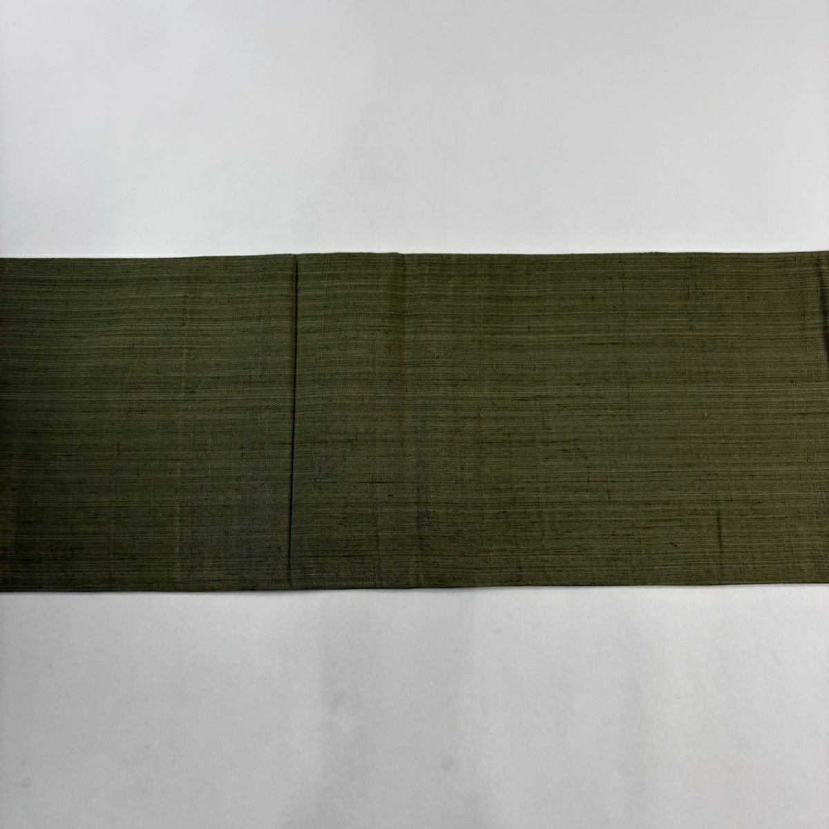 名古屋帶 秀品級 紬織織 花唐草紋 鳥 相良刺繡 金線 茶綠 純蠶絲