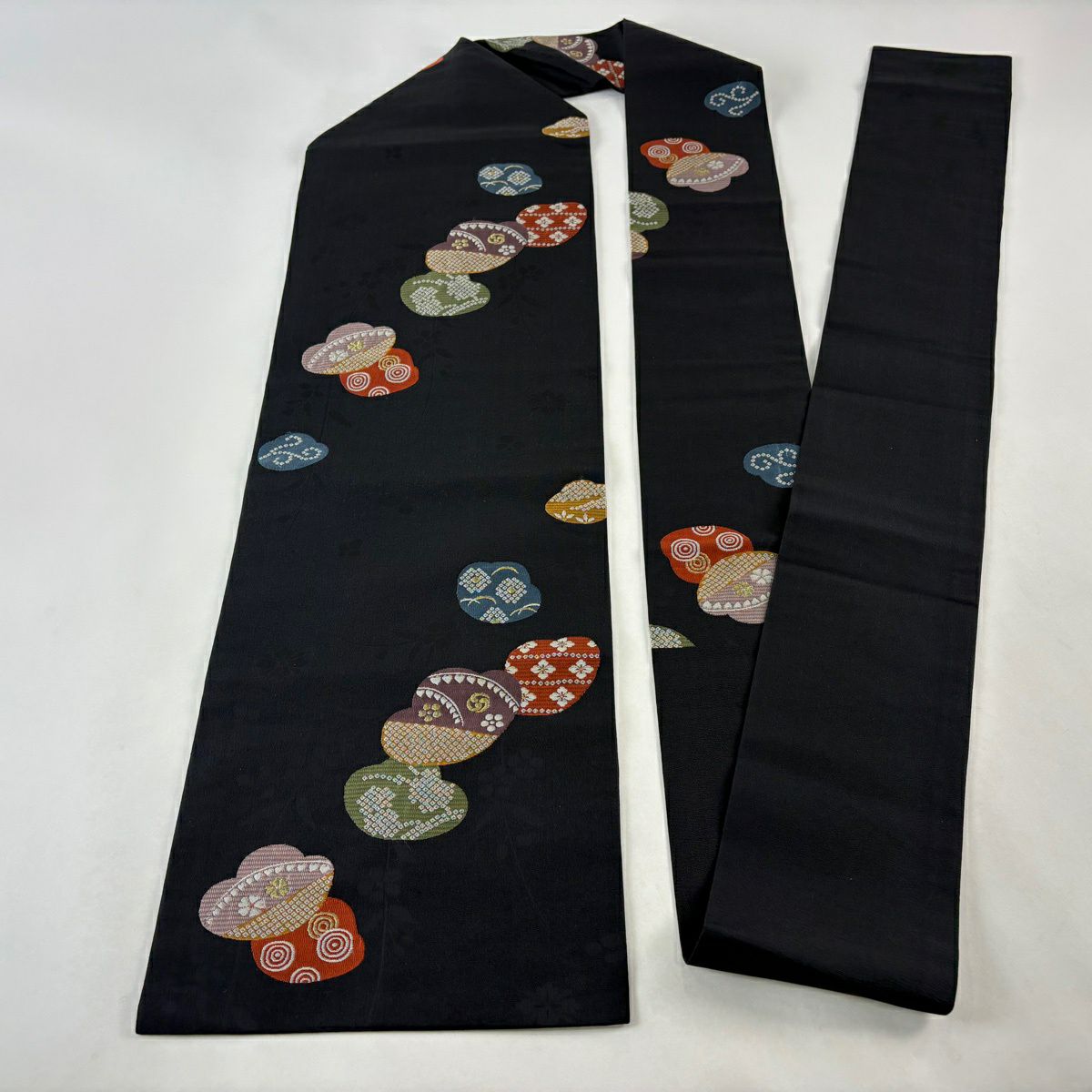 【美品】名古屋帶 秀品級 梅花花菱 金糸 黑 純蠶絲