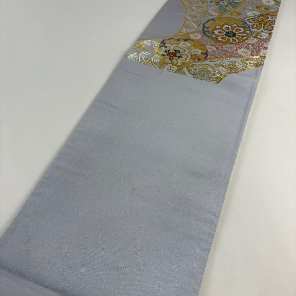 袋帶 秀品級 華紋 七寶 金銀絲 金金箔 青灰 深藍色 六通 純蠶絲