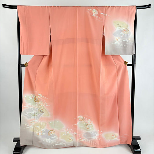 訪問服 身長165.5cm 袖長67cm M 雙層 貝合 波頭 金銀彩 漸層 粉紅 純蠶絲 優品級