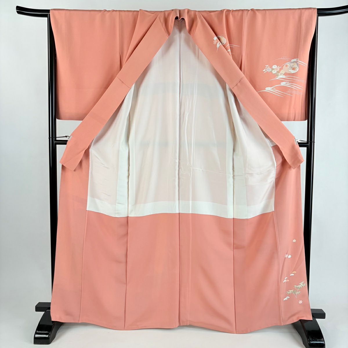 訪問服 身長165.5cm 袖長67cm M 雙層 貝合 波頭 金銀彩 漸層 粉紅 純蠶絲 優品級