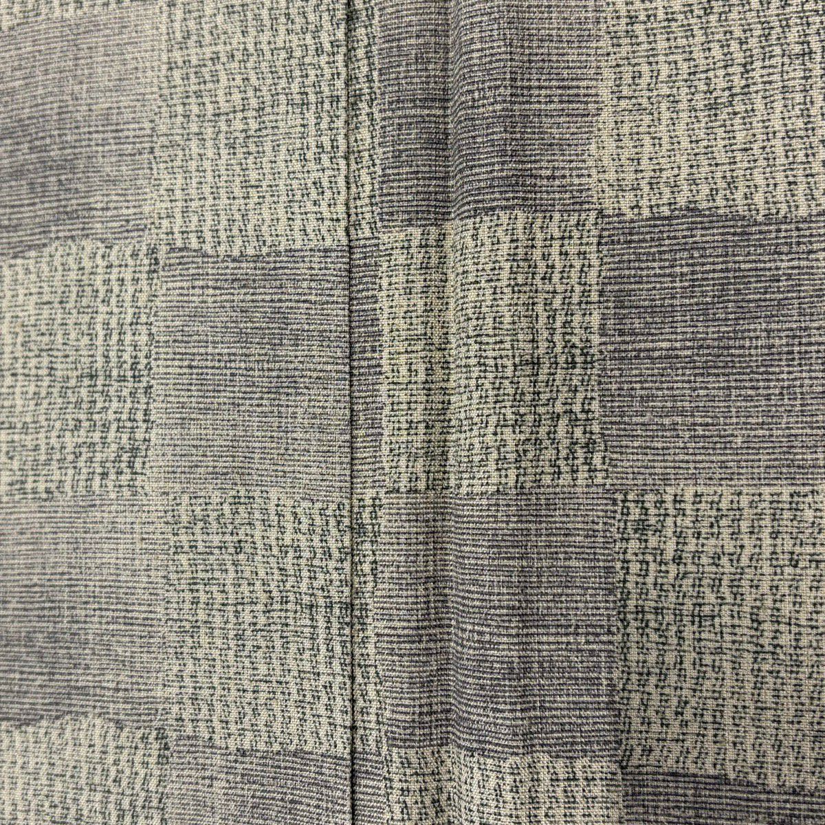 紬織 身長155.5cm 袖長63cm S 雙層 市松樹 縞 灰紫 純蠶絲 優品級