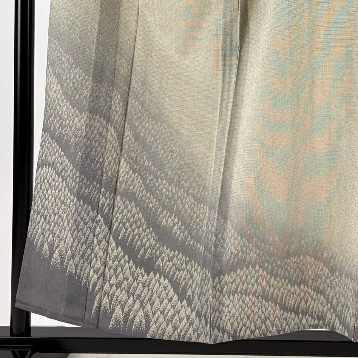 【美品】 付下 身長155.5cm 袖長65cm M 單層 召地 樹木 灰 純蠶絲 秀品級