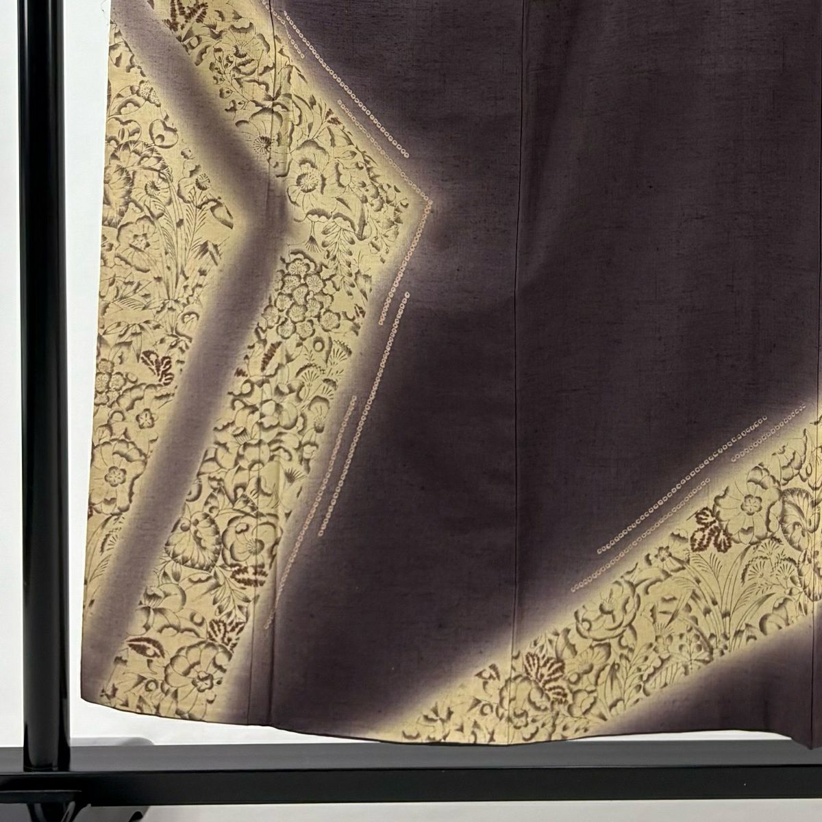 【美品】 付下 身長156.5cm 袖長64.5cm M 雙層 紬織織 辻花染 漸層 茶紫 純蠶絲 優品級