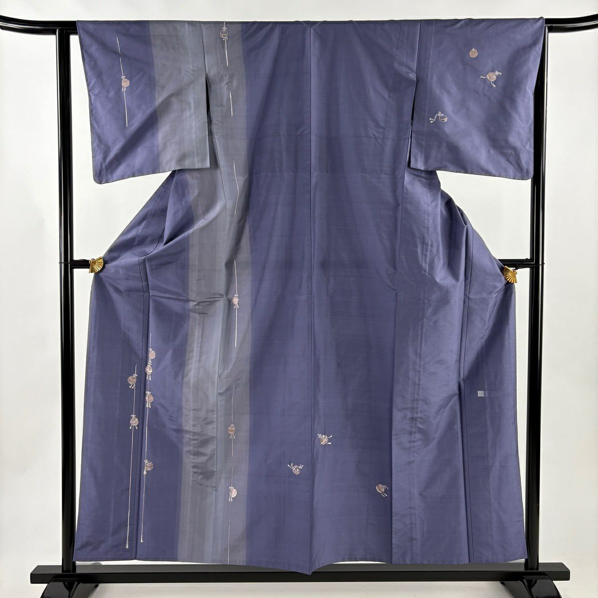 【美品】 付下 身長157.5cm 袖長62.5cm S 單層 紬織織 藥玉 草花紋紋 刺繡 淺紫 純蠶絲 優品級
