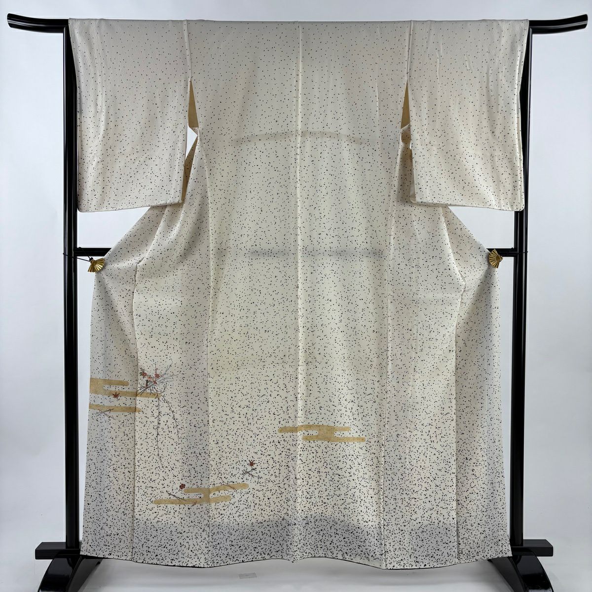 付下 身長161.5cm 袖長65cm M 雙層 ますいわ屋 枝梅花 ヱ霞 金絲 金銀彩 奶油色 純蠶絲 優品級