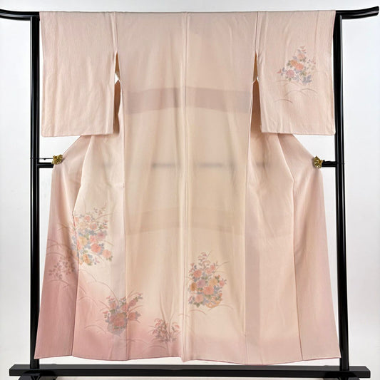 訪問服 身長153cm 袖長63cm S 雙層 花籠 芝 刺繡 漸變 淺粉色 純蠶絲 優品級