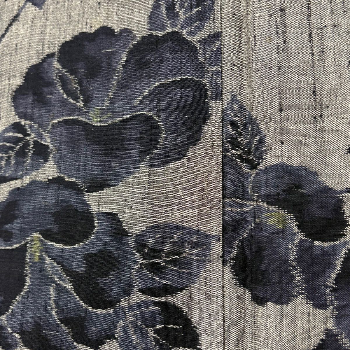 【美品】 紬織織 身長150cm 袖長61.5cm S 雙層 枝花 灰 純蠶絲 秀品級