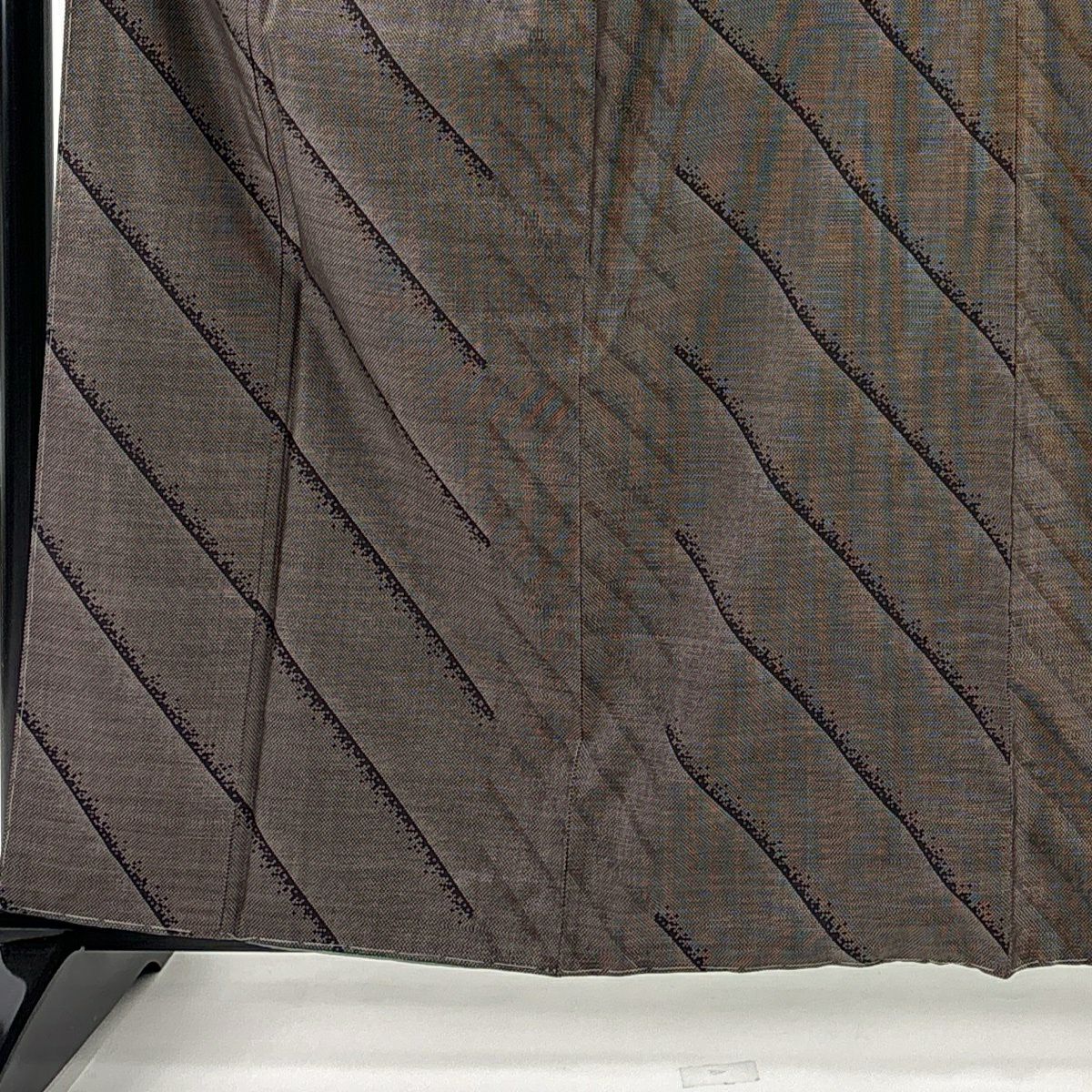 【美品】 紬織 身長163cm 袖長64cm M 雙層 斜紋 焦茶 純蠶絲 秀品級