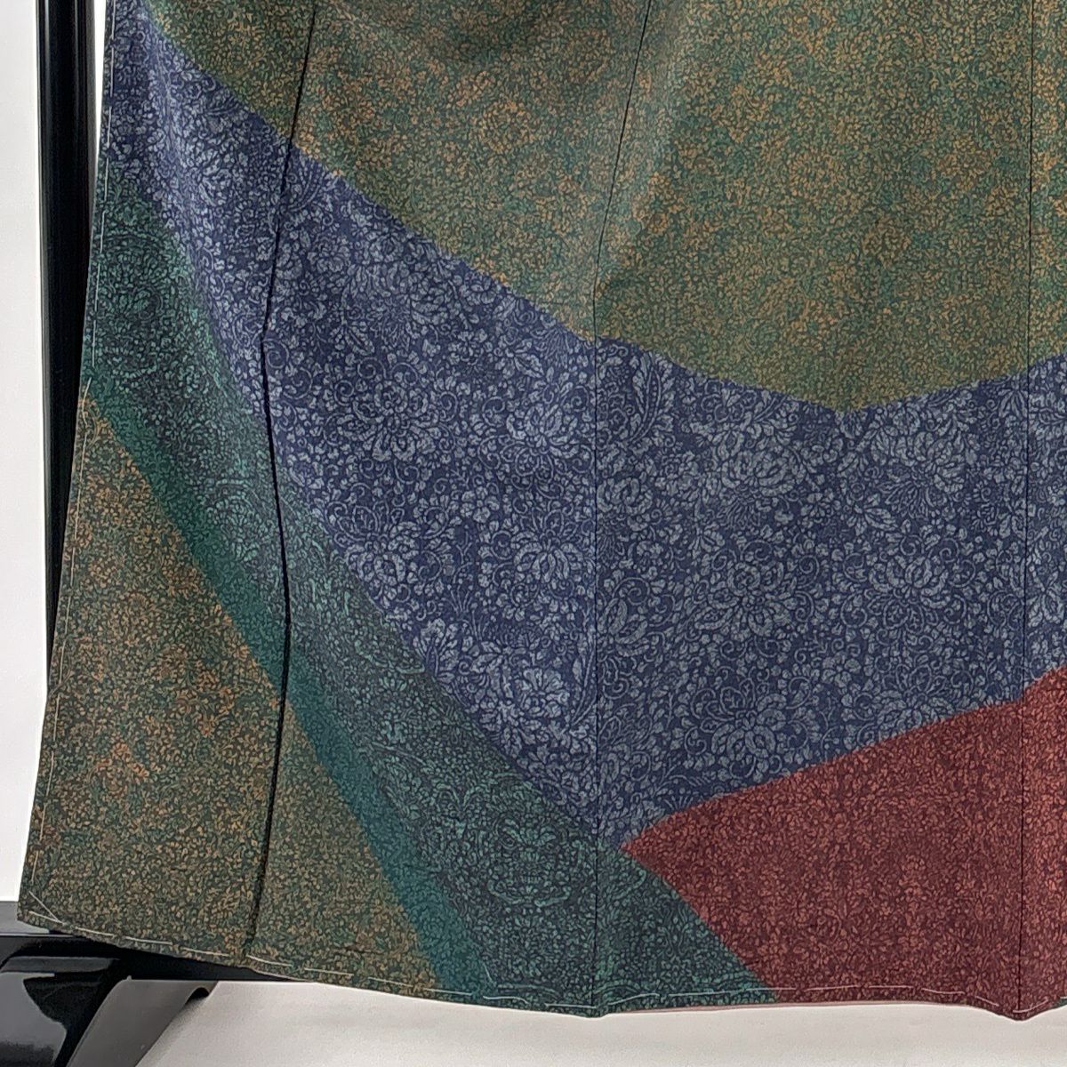 【美品】訪問服 身長162.5cm 袖長65cm M 雙層 紬織織 花唐草紋 濃紫 純蠶絲 秀品級