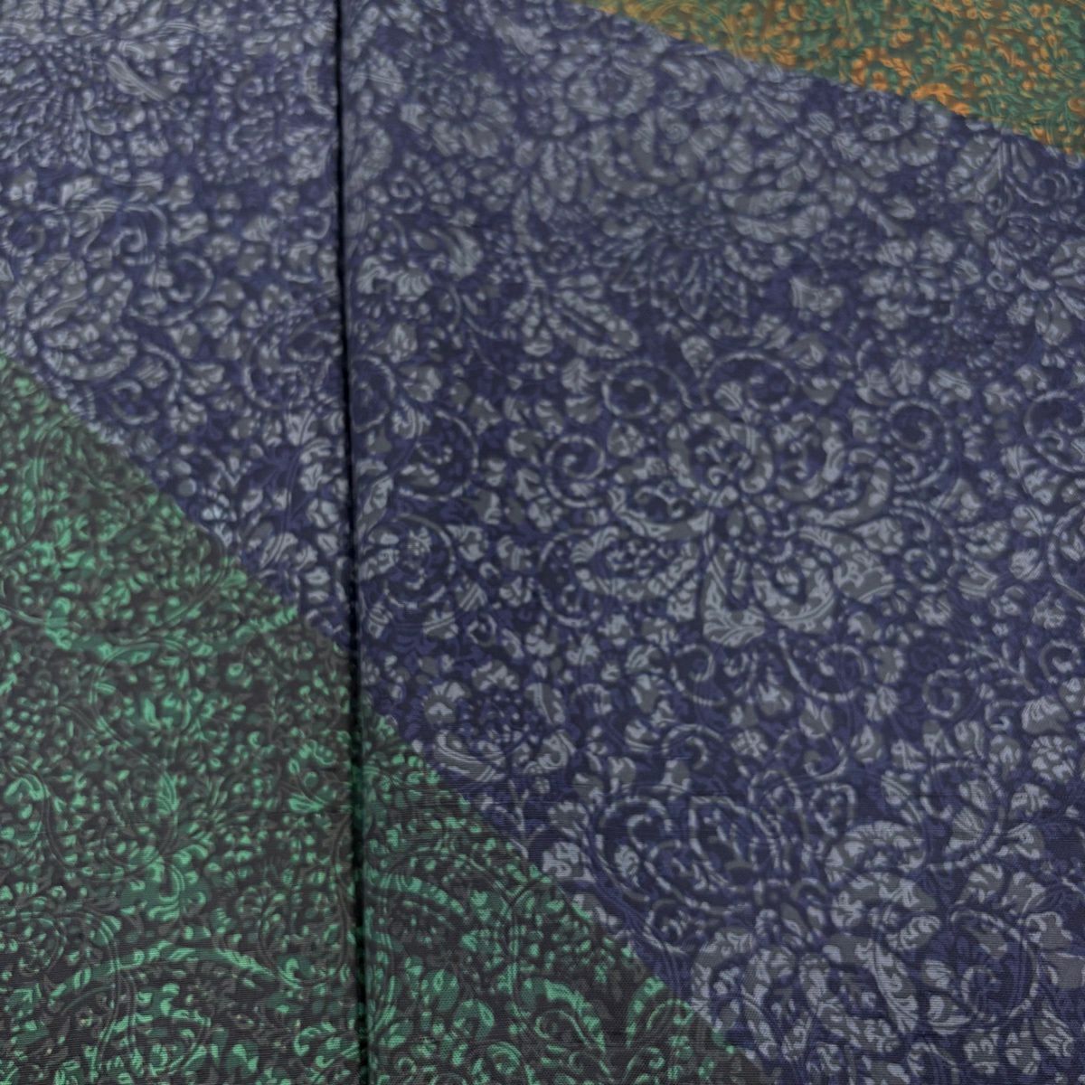 【美品】訪問服 身長162.5cm 袖長65cm M 雙層 紬織織 花唐草紋 濃紫 純蠶絲 秀品級