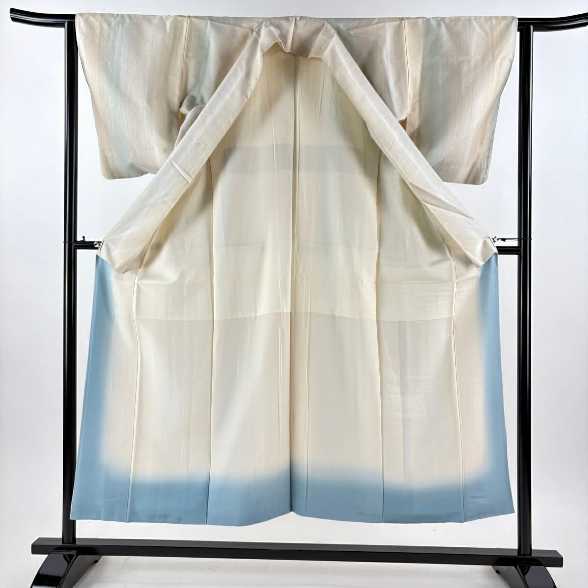 【美品】 紬織 身長150.5cm 袖長62.5cm S 雙層 縦ぼかし圖案 米色 純蠶絲 優品級