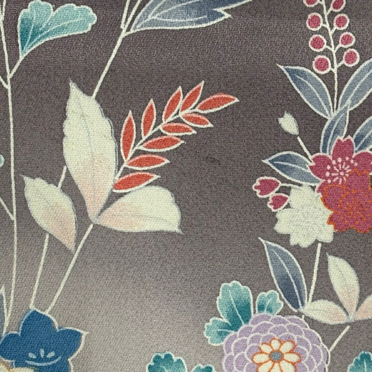 【美品】訪問服 身長161.5cm 袖長66cm M 雙層 菊花 草花紋紋 漸層 灰紫 純蠶絲 秀品級