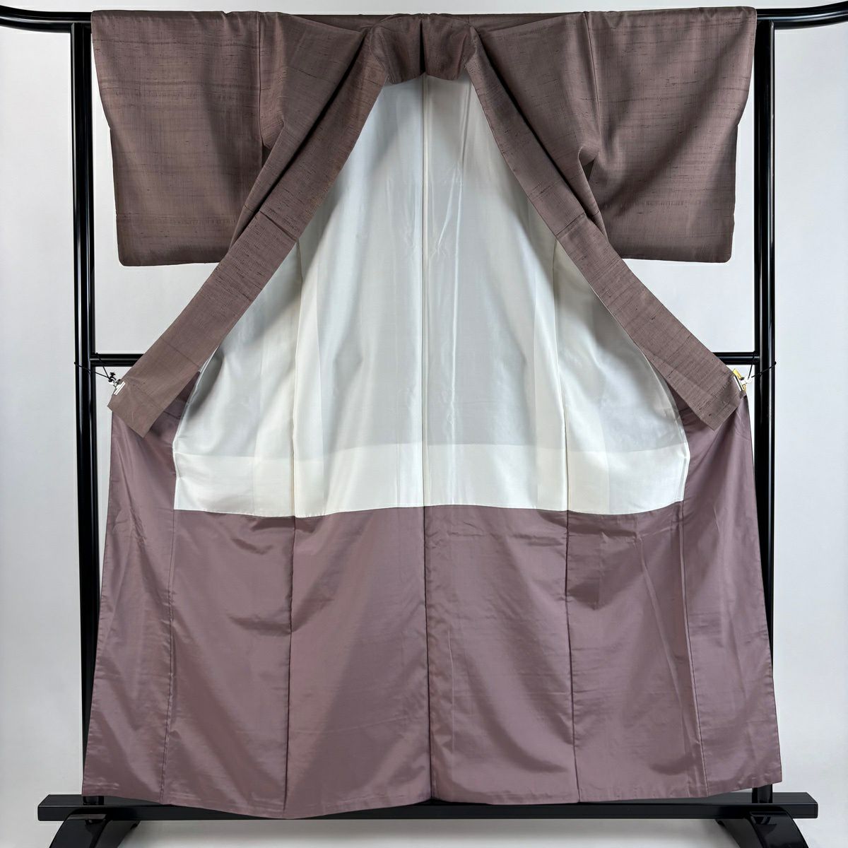 【美品】 付下 身長159cm 袖長64cm M 雙層 紬織織 色紙 銀杏 絞染 灰紫 純蠶絲 優品級