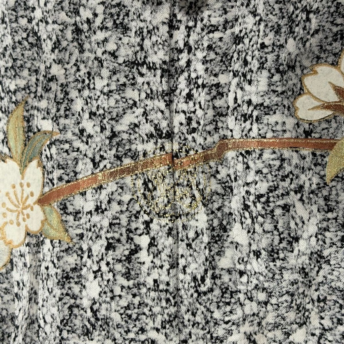 訪問服 身長162.5cm 袖長65.5cm M 雙層 牡丹 櫻花 金銀彩 灰 純蠶絲 秀品級 一つ紋