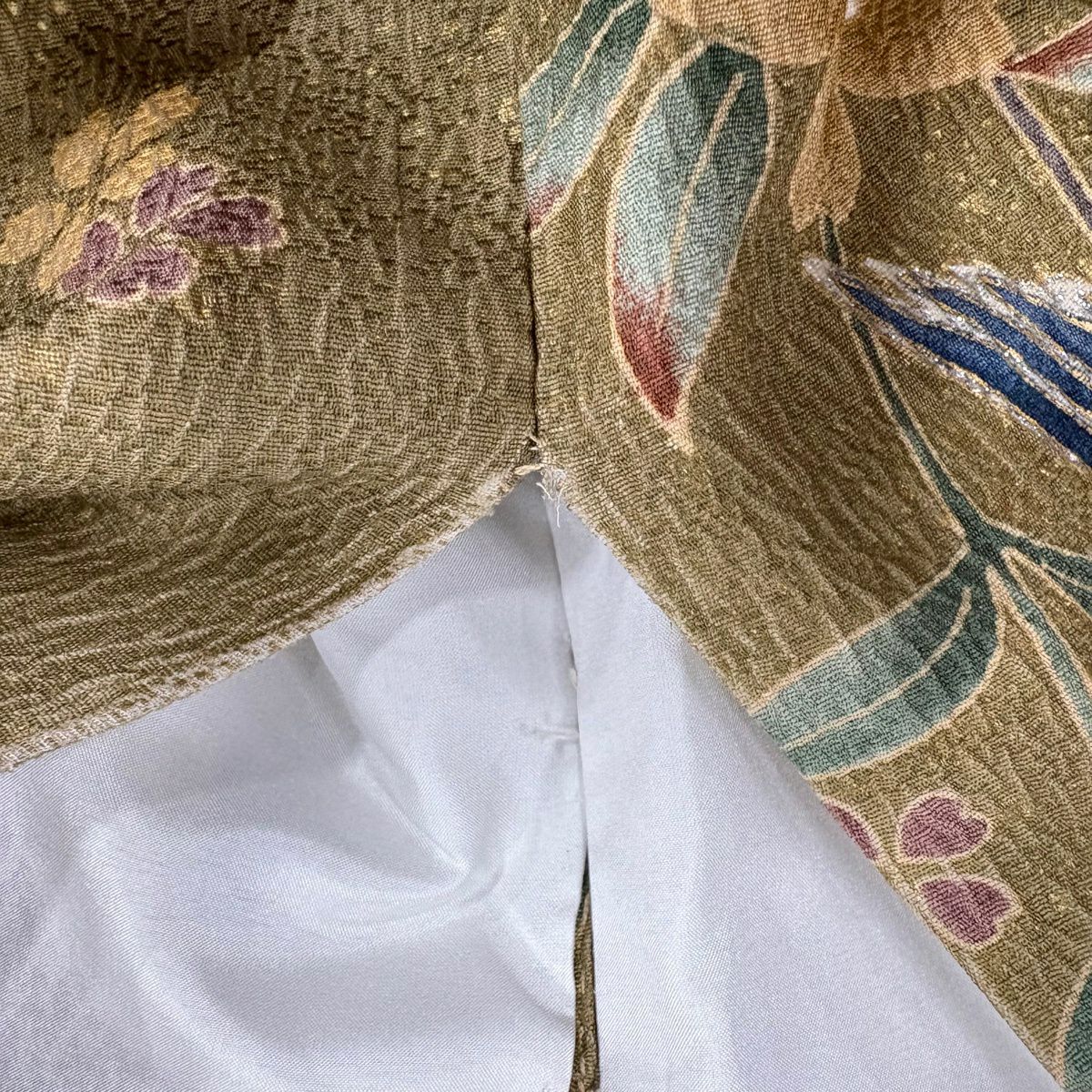 振袖禮服 身長164cm 袖長65.5cm M 雙層 鳳凰 櫻花 金銀彩 拉麵 鶯綠 純蠶絲 秀品級