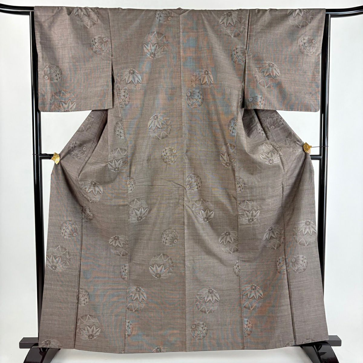 【美品】 紬織 身長162cm 袖長65.5cm M 雙層 手鞠 焦茶 純蠶絲 秀品級