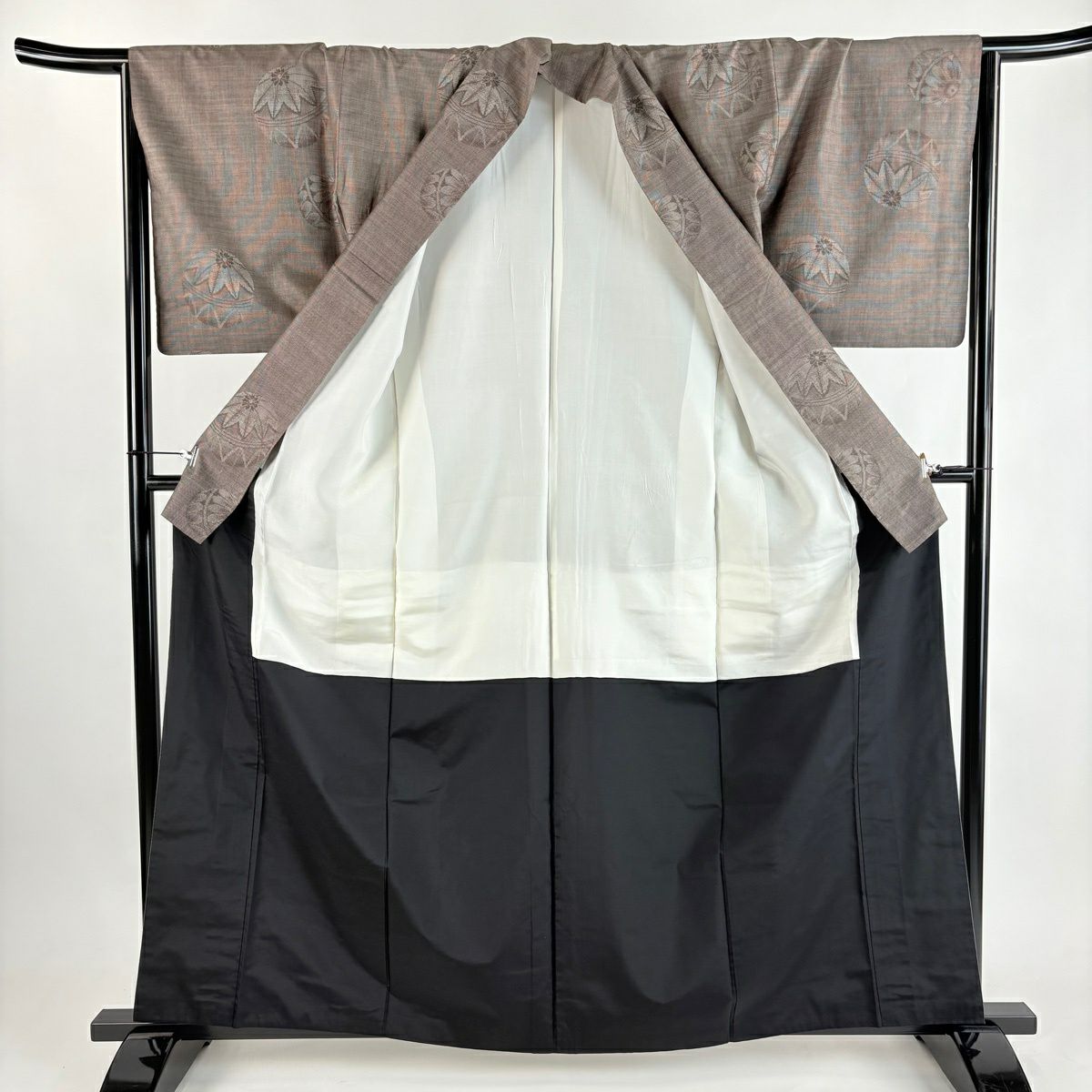 【美品】 紬織 身長162cm 袖長65.5cm M 雙層 手鞠 焦茶 純蠶絲 秀品級
