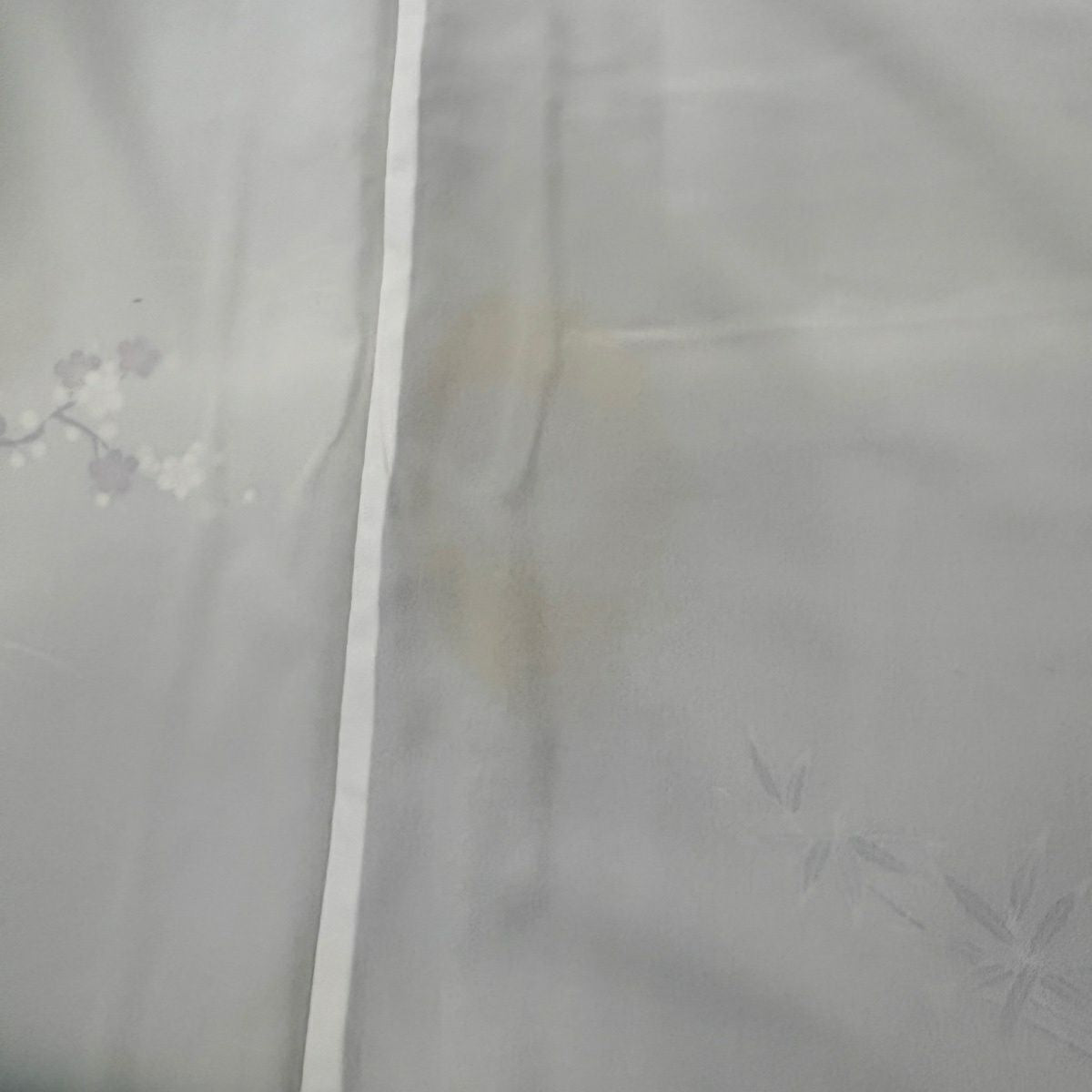 付下 身長151.5cm 袖長62.5cm S 雙層 椿 梅花 漸層 淺綠 化纖 優品級