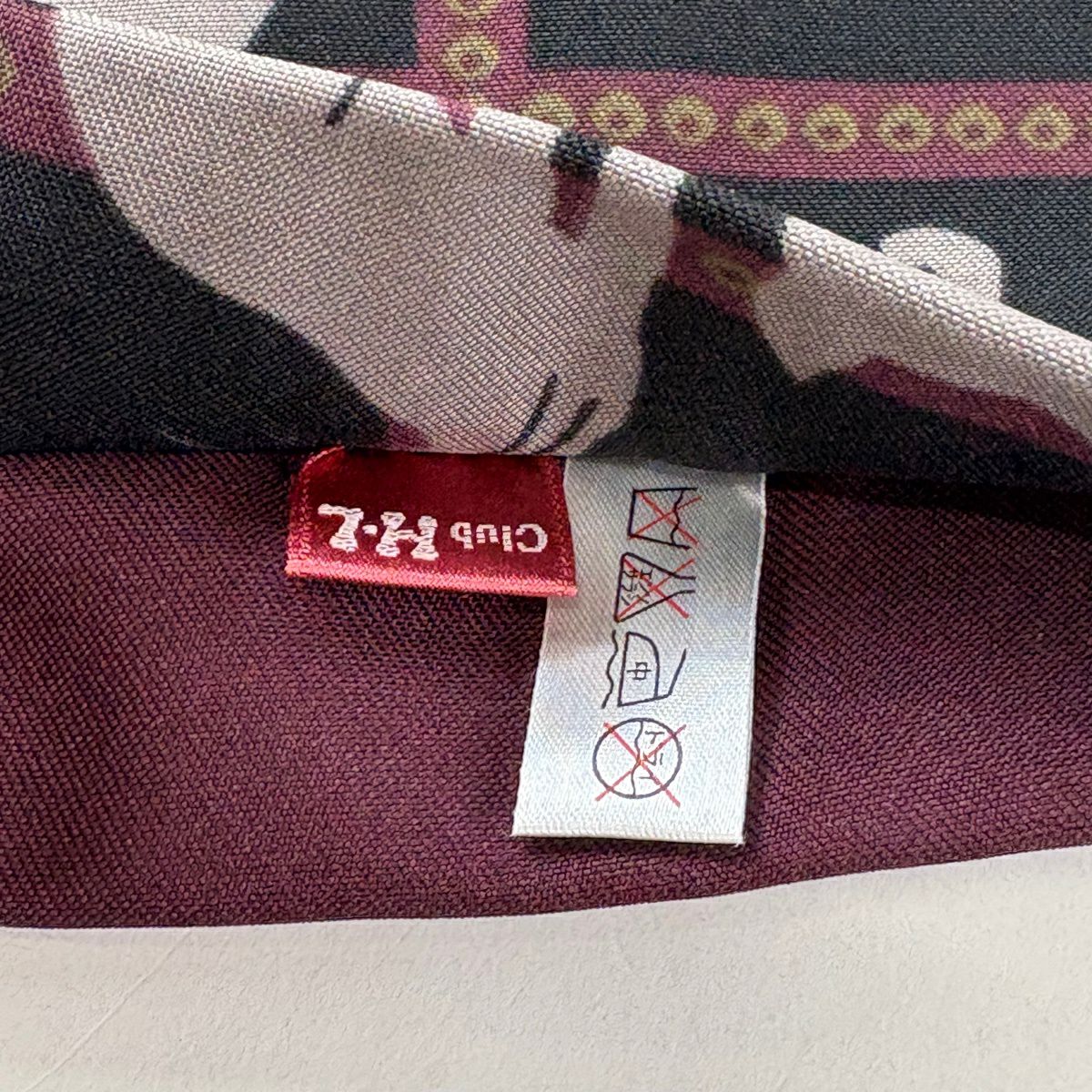 【美品】半幅帶 優品級 貓 格子 黑 化纖