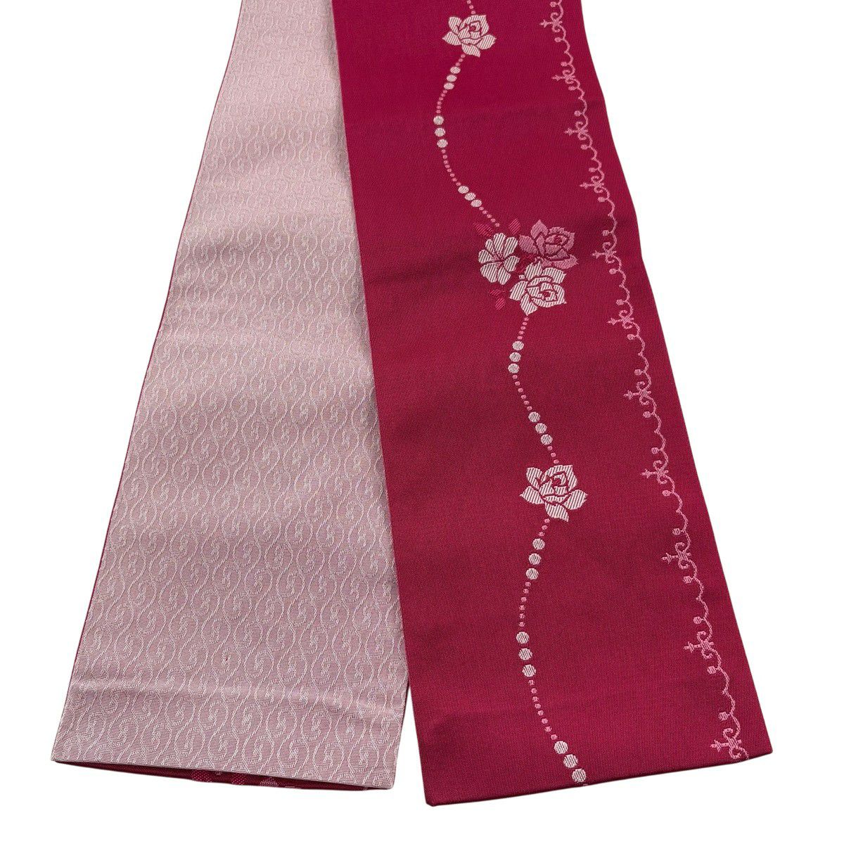 【美品】半幅帶 優品級 薔薇 深粉紅 化纖