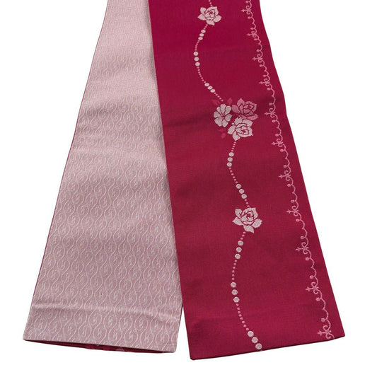 【美品】半幅帶 優品級 薔薇 深粉紅 化纖
