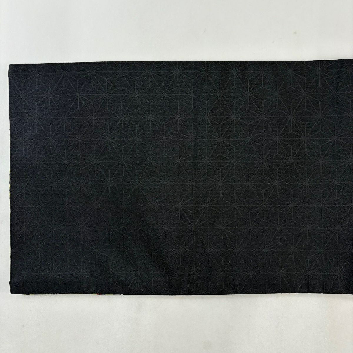 【美品】 袋帶 名古屋帶 優品級 幾何學條紋 黑 化纖