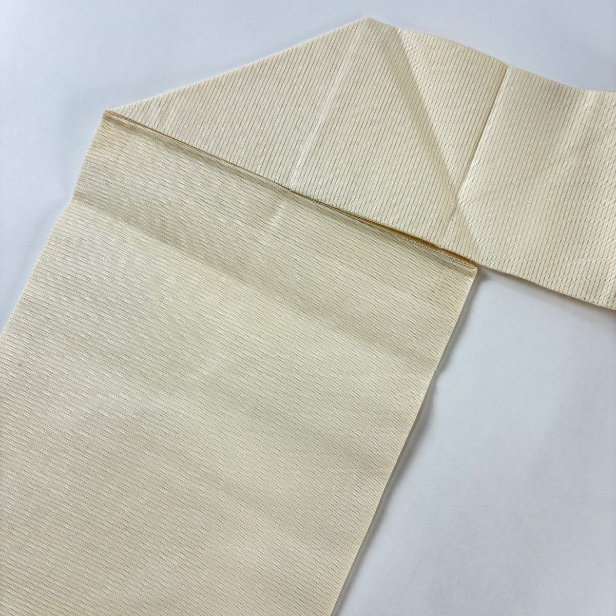 【美品】名古屋帶 優品級 夏帶 絽 草花紋 淡米色 純蠶絲