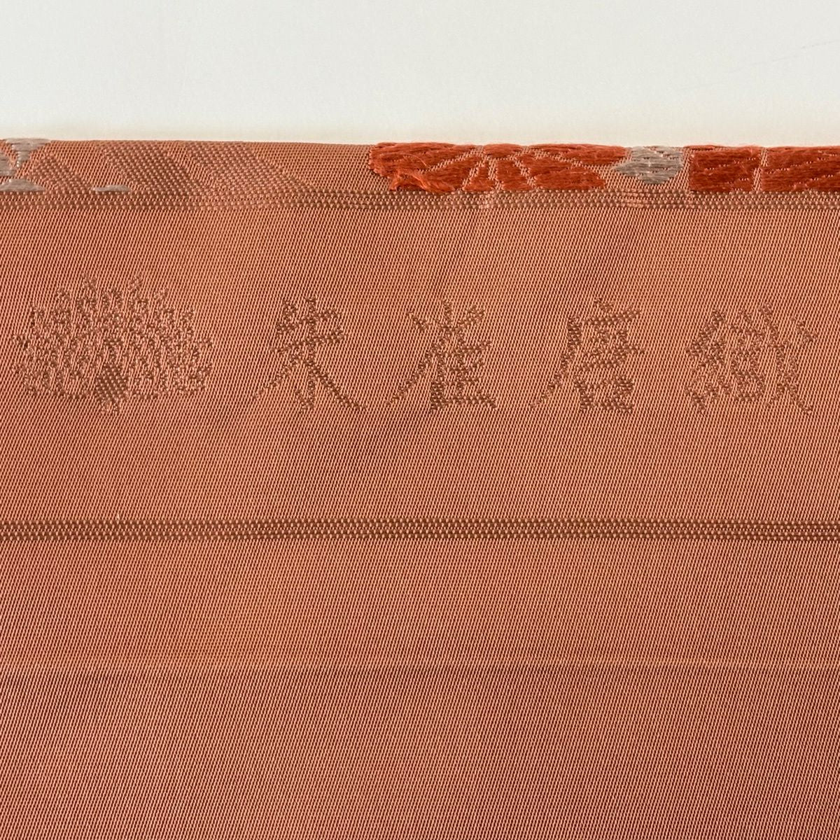 名古屋帶 優品級 渡文 落款あり 桧扇子 菊花 唐織 粉紅 純蠶絲
