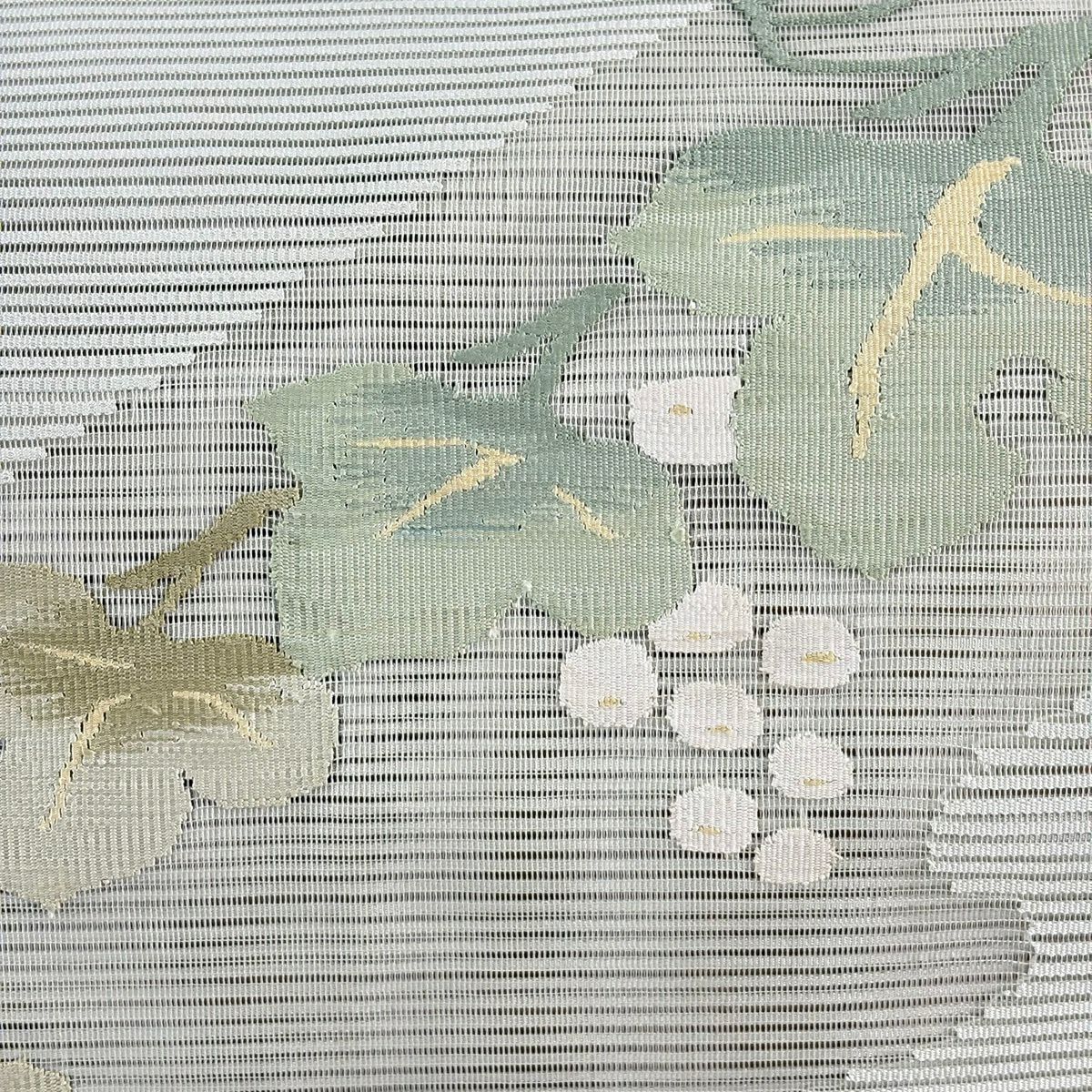 【美品】名古屋帶 優品級 夏帶 葡萄 灰綠 純蠶絲