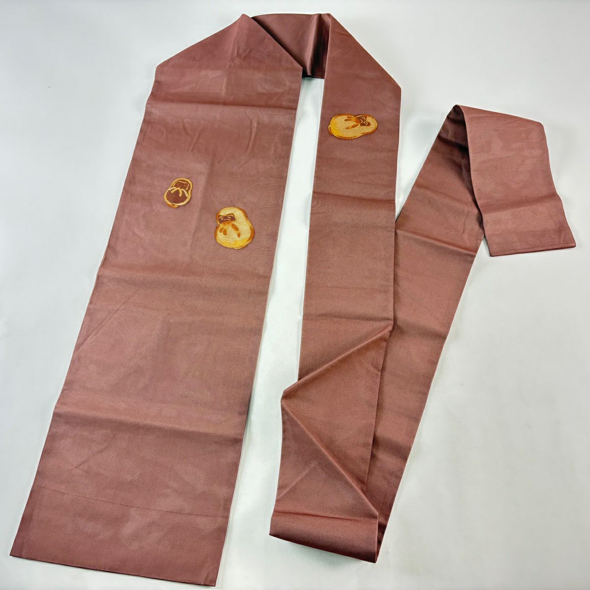 名古屋帶 優品級 夏帶 達摩 金絲 淺紅 純蠶絲