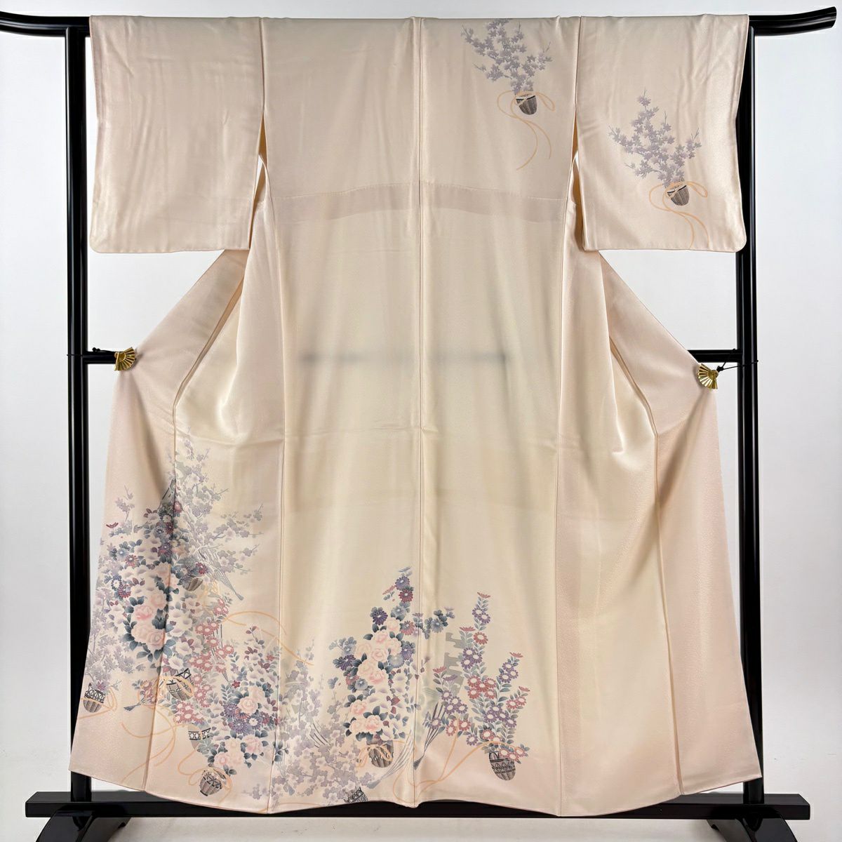 訪問服 身長157cm 袖長64cm M 雙層 花籠 梅花 淡粉色 純蠶絲 優品級